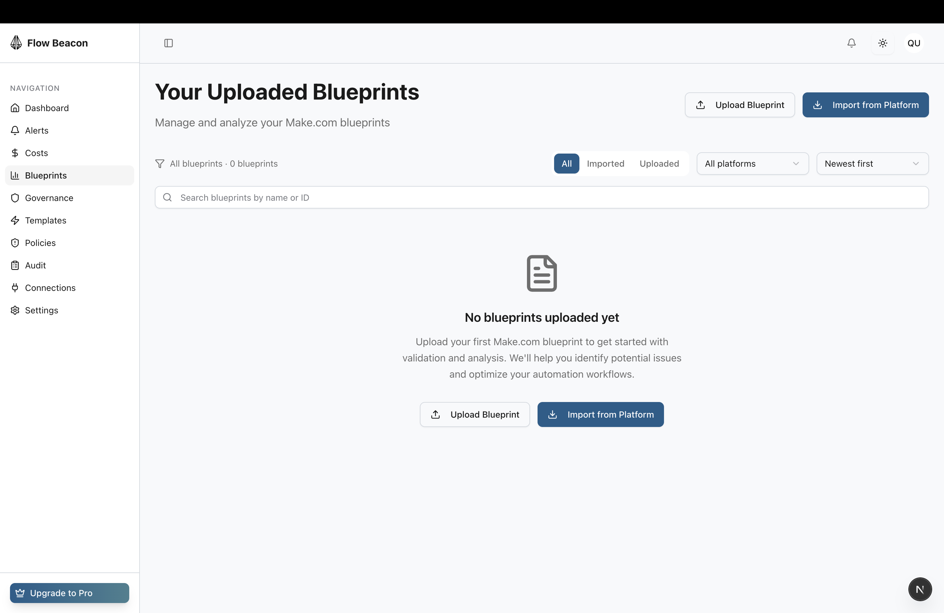 Blueprints empty state